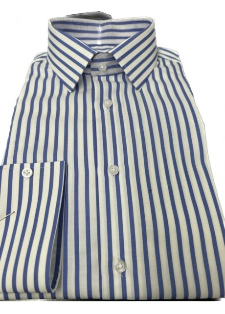 Navy Blue Middle Stripe Cotton Shirt