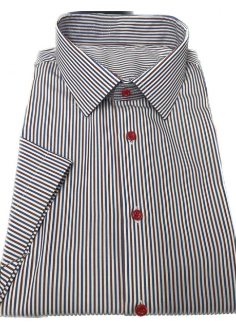 Blue-Brown Pin Stripe Cotton Shirt       