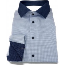 Blue Small Checks Cotton Shirt - contrasts