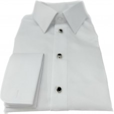 White Cotton Shirt - silver/black hand sewn buttons   