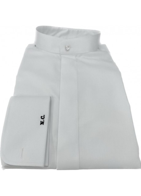 White Cotton Shirt - band collar