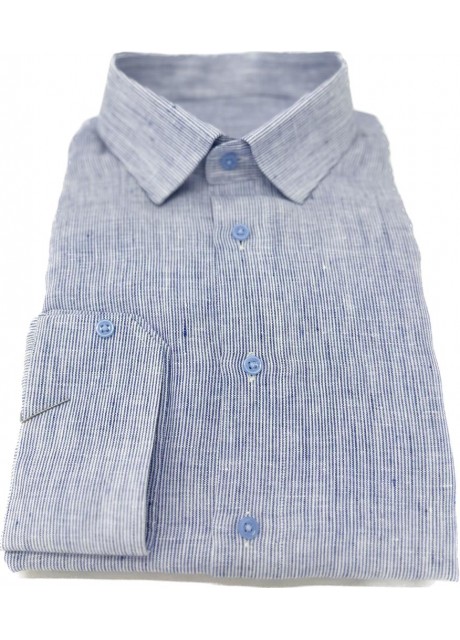 Light Blue Pin Stripe Linen Shirt