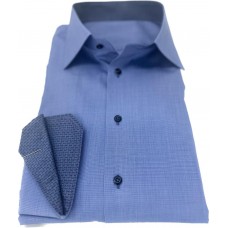 Light Blue Cotton Shirt - contrast inner collar stand and cuffs