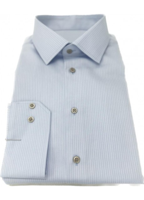 Light Blue Small Stripe Cotton Shirt