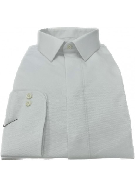 White Plain Cotton Shirt - hidden closure