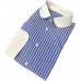 Blue  Stripe Cotton Shirt - white collar and cuffs