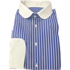 Blue  Stripe Cotton Shirt - white collar and cuffs